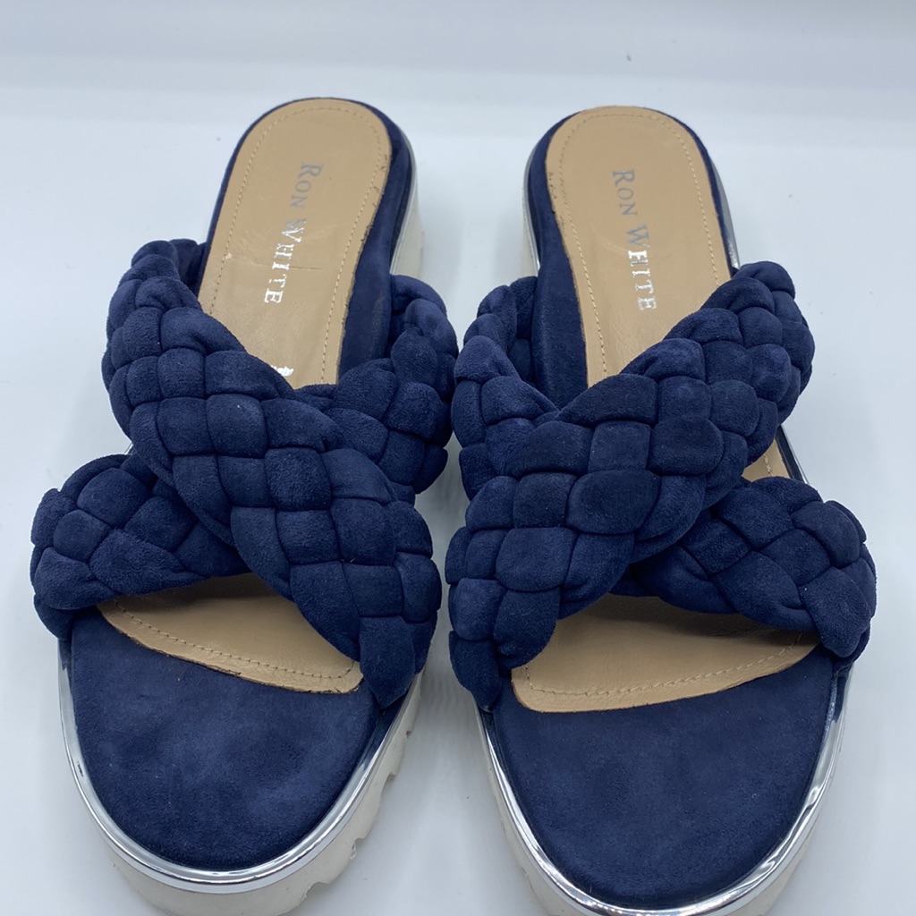 Ron White Cerrin Womens Suede Criss-Cross Slide Size 7.5 Us